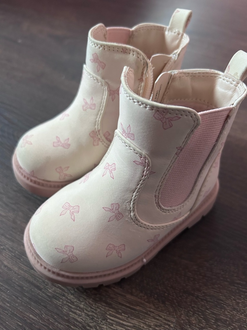wonder nation Light Pink Bow Chelsea Boots for Kids